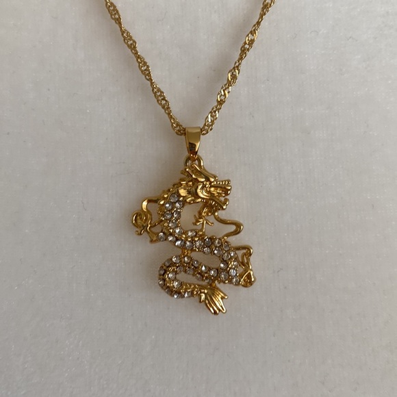 14k gold plated dragon necklace - Picture 6 of 8